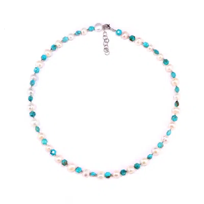 Mineralgems ✩ Studio Men's Blue / White Turquoise And Pearl Necklace In Multi