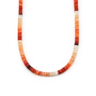 Mineralgems ✩ Studio Men's Red / Orange / White Fire Opal Necklace - Slim Version In Multi