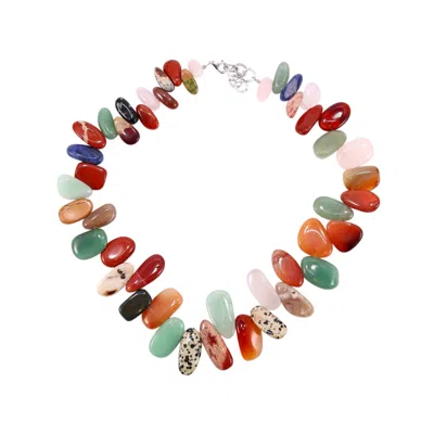 Mineralgems ✩ Studio Women's Agate, Jasper & Quartz Gemstone Necklace In Orange