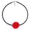 Mineralgems ✩ Studio Women's Black / Red Mini Onyx Choker With Rose