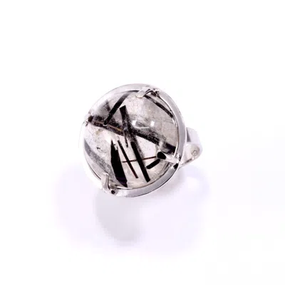 Mineralgems ✩ Studio Women's Black / White Tourmalinated Quartz Ring In Black/white