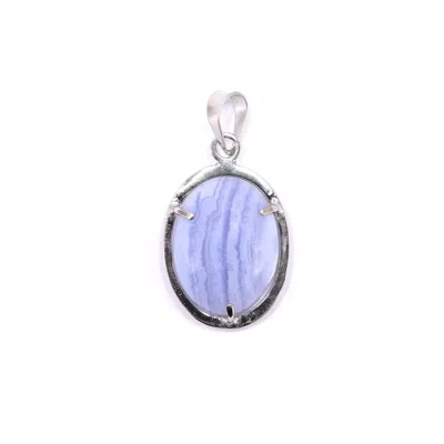 Mineralgems ✩ Studio Women's Blue Chalcedony Pendant With Sterling Silver Chain