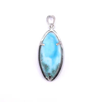 Mineralgems ✩ Studio Women's Blue Larimar Navette Pendant With Sterling Silver Chain