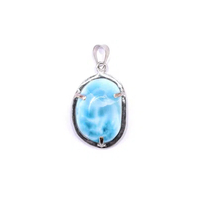 Mineralgems ✩ Studio Women's Blue Larimar Pendant With Sterling Silver Chain