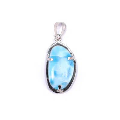 Mineralgems ✩ Studio Women's Blue Oval Larimar Pendant With Sterling Silver Chain