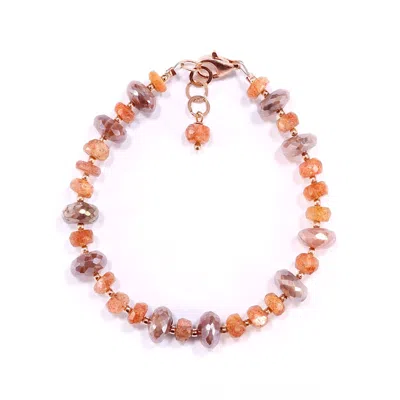 Mineralgems ✩ Studio Women's Brown / Orange / Rose Gold Moonstone & Sunstone Bracelet In Brown/orange/rose Gold