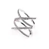 Mineralgems ✩ Studio Women's Double Cross Silver Ring With Cubic Zirconia