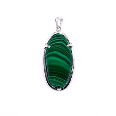 Mineralgems ✩ Studio Women's Green Malachite Pendant With Sterling Silver Chain
