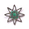 Mineralgems ✩ Studio Women's Green / Silver Star Brooch With Emerald