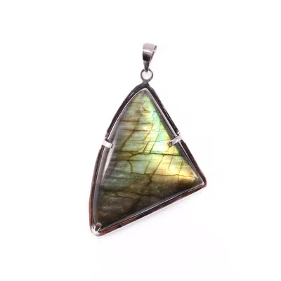 Mineralgems ✩ Studio Women's Grey / Yellow Iridescent Labradorite Pendant With Sterling Silver Chain In Multi