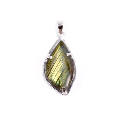 Mineralgems ✩ Studio Women's Grey / Yellow Labradorite Pendant With Sterling Silver Chain In Multi