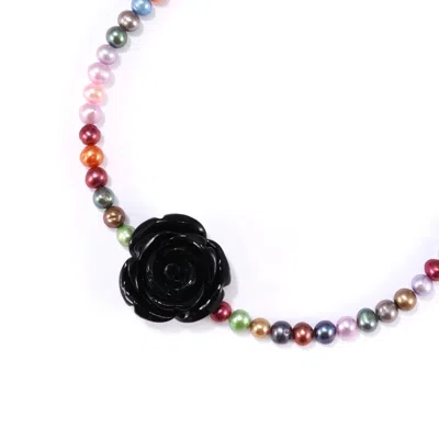 Mineralgems ✩ Studio Women's Multicolour Pearl Choker With Black Rose