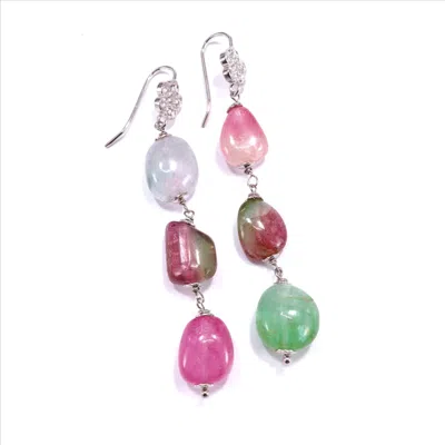 Mineralgems ✩ Studio Women's Pink / Green / Blue Watermelon Tourmaline Earrings In Multi