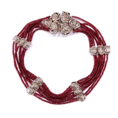 Mineralgems ✩ Studio Women's Red / Silver Multi-strand Choker With Almandine Garnet