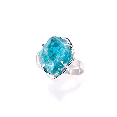 Mineralgems ✩ Studio Women's Silver / Blue Raw Apatite Ring