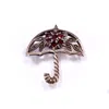 Mineralgems ✩ Studio Women's Silver / Brown / Red Vintage Umbrella Brooch With Garnets