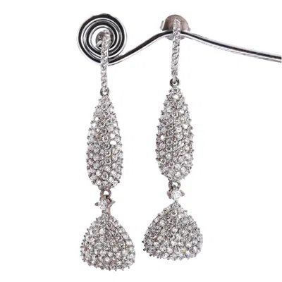 Mineralgems ✩ Studio Women's Silver / White Silver Dangling Earrings With All-over Zirconia