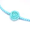 Mineralgems ✩ Studio Women's Turquoise Choker With Light Blue Rose In Blue