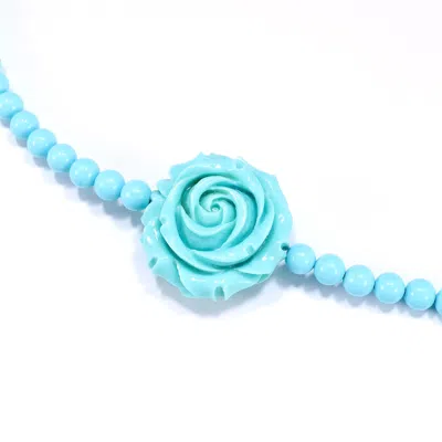 Mineralgems ✩ Studio Women's Turquoise Choker With Light Blue Rose