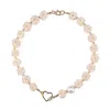 Mineralgems ✩ Studio Women's White Bon Ton Heart Necklace With Intertwined Pearl Beads