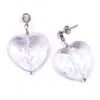 Mineralgems ✩ Studio Women's White / Silver / Neutrals Clear Quartz Heart Earrings With Butterfly Back