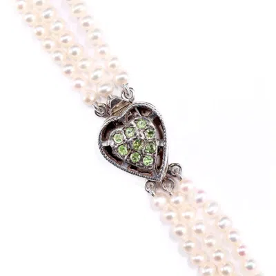 Mineralgems ✩ Studio Women's White Three-strand Pearl Choker With Heart-shaped Clasp