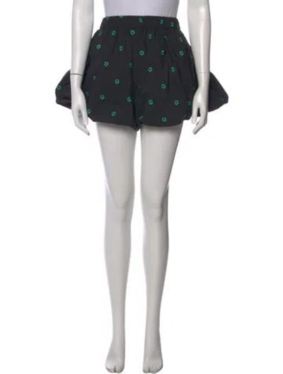 Pre-owned Ming Ma Floral Print Mini Shorts In Black
