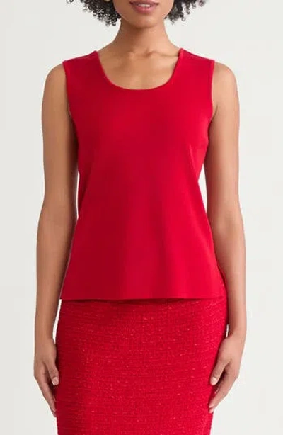 Ming Wang Scoop Neck Mid Length Knit Tank In Pink