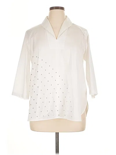 Pre-owned Ming Wang 3/4 Sleeve Blouse In Ivory