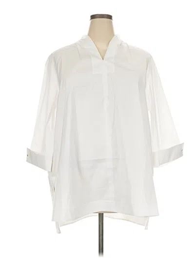 Pre-owned Ming Wang 3/4 Sleeve Button Down Shirt In Ivory