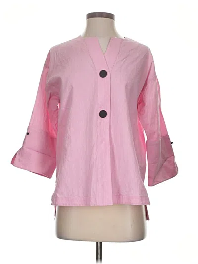 Pre-owned Ming Wang 3/4 Sleeve Button Down Shirt In Pink