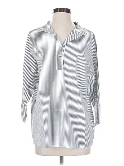 Pre-owned Ming Wang 3/4 Sleeve Button Down Shirt In Silver