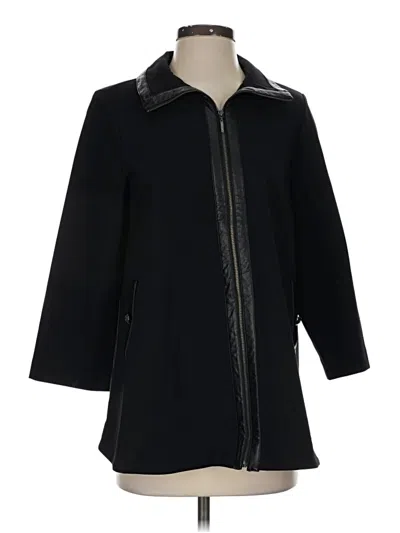 Pre-owned Ming Wang 3/4 Sleeve Top Black Collared Neckline Tops