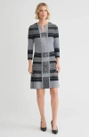 Ming Wang A-line Multi-stitch Knit Dress In Gray