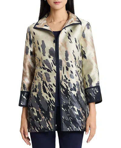 Ming Wang Abstract Animal Print Woven Jacket In Multi