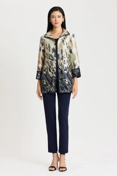 Ming Wang Abstract Animal Print Woven Jacket In Multi