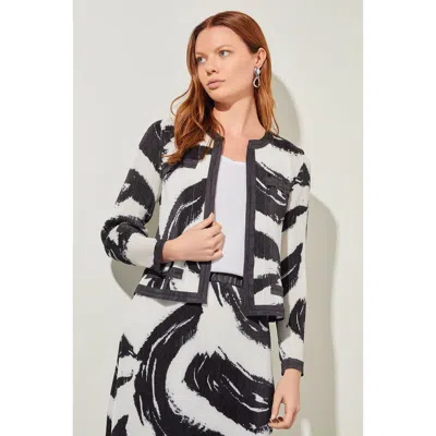 Ming Wang Abstract Brushstroke Crepe De Chine Jacket In Multi