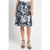Ming Wang Abstract Floral A-line Skirt In Gray