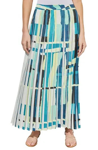 Ming Wang Abstract Print A-line Skirt In Blue