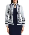 Ming Wang Heritage Abstract Two-tone Knit Jacket In Blue