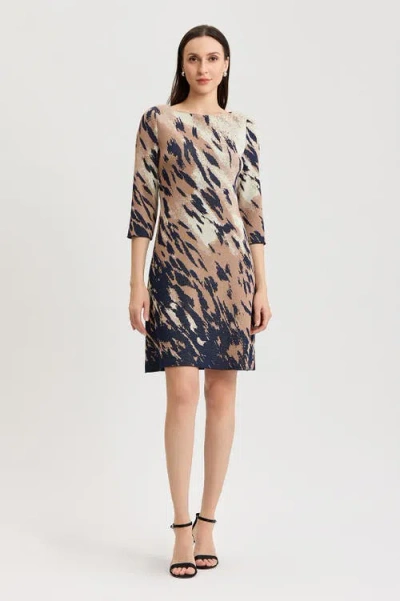 Ming Wang A-line Abstract Animal Print Soft Knit Dress In Multi
