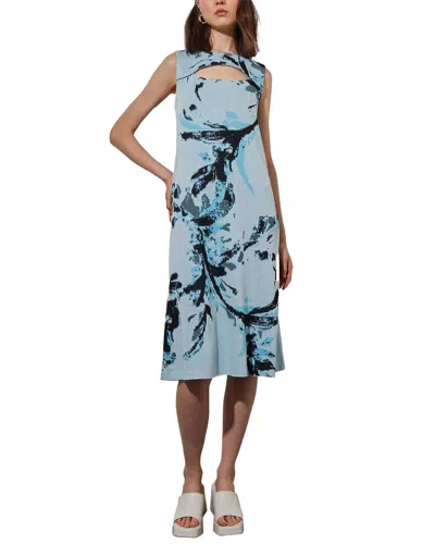 Ming Wang A-line Abstract Soft Knit Dress In Blue