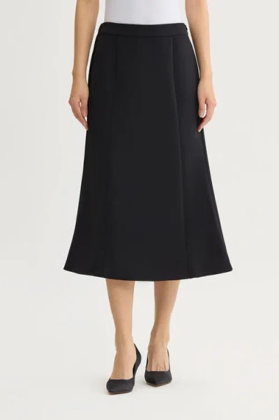 Ming Wang A-line Stretch Deco Crepe Maxi Skirt In Black