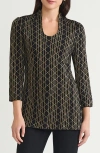 Ming Wang Art Deco Metallic Tunic In Multi
