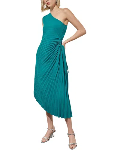 Ming Wang One-shoulder Asymmetric Midi Dress In Bermuda