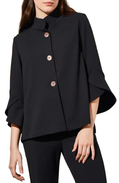 Ming Wang Bell Sleeve Crepe Jacket
