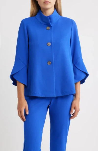 Ming Wang Bell Sleeve Crepe Jacket