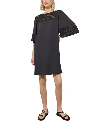 Ming Wang Embroidered Detail Bell Sleeve Dress In Black