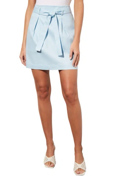 Ming Wang Belted Pleated A-line Twill Skirt In Haze