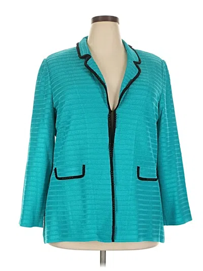 Pre-owned Ming Wang Blazer Jacket In Teal